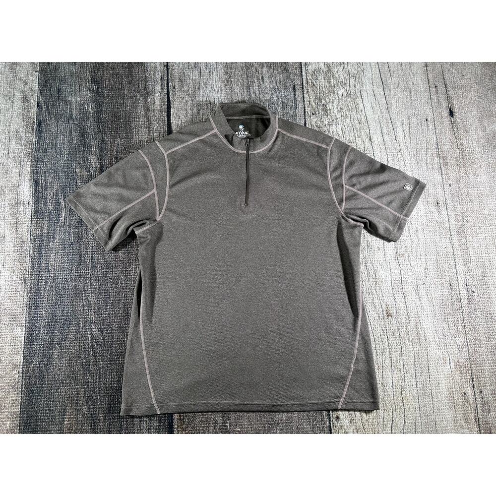 Kuhl Polo Shirt Mens Large Brown 1/4 Zip Coffeena Performance Hiking Outdoors